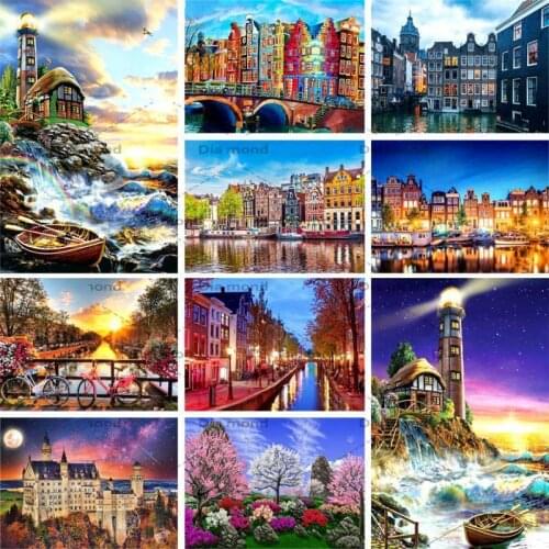 5D Diamond Painting Street Scene Full Square/Round Diamond Embroidery City Landscape Mosaic Cross Stitch Home Decoration