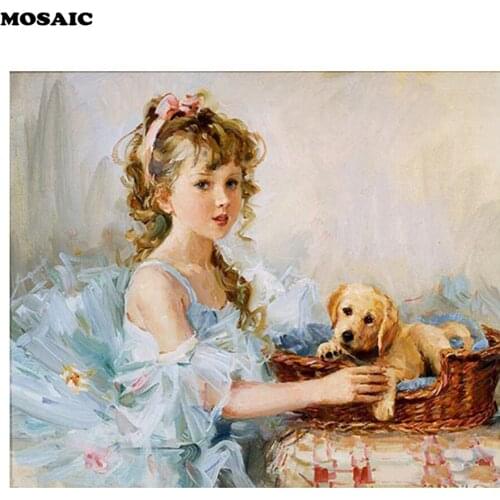 5D DIY Full Square resin Diamond Painting Cross Stitch "angel girl" 3D Diamond Embroidery Rhinestone Mosaic Home Decor cat