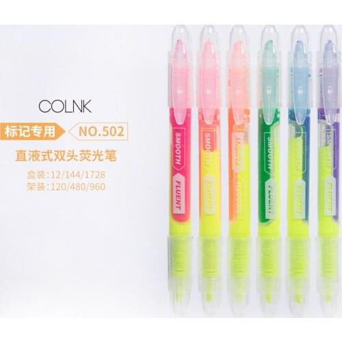 6 pcs/pack Double Head Straight Liquid Type Colorful Candy Color Highlighters Promotional Art Markers Gift Stationery