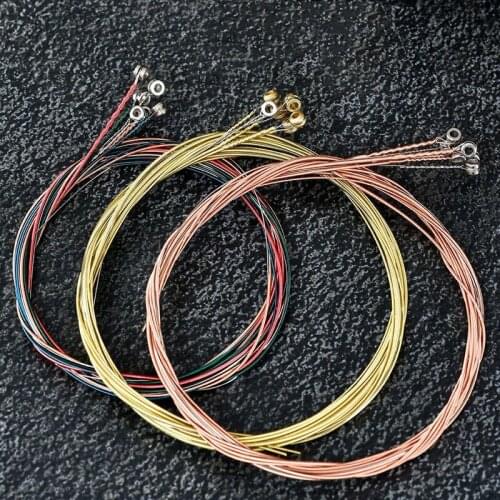 6 String Colorful Guitar Brass Red Copper Strings Accessories Universal for Acoustic Guitars String Hexagonal Steel Core