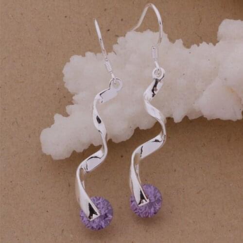 AE572 Hot sterling earrings , fashion jewelry , ribbon inlaid purple stone /cqhalhoa bajajrqa silver color