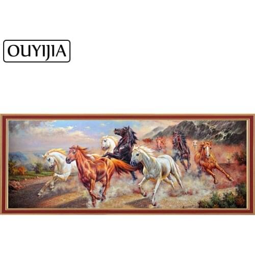OUYIJIA Oil Horse 5D Diamond Painting Mosaic Picture Rhinestone Home Decoration Diamond Embroidery Herd Cross Stitch Handwork