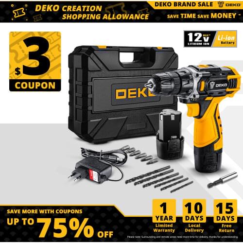 DEKO 12/16/20V MAX Cordless Drill Electric Screwdriver,18+1 Torque Settings,2-Speeds,3/8" Keyless Chuck Power Tools(DKCD Series)