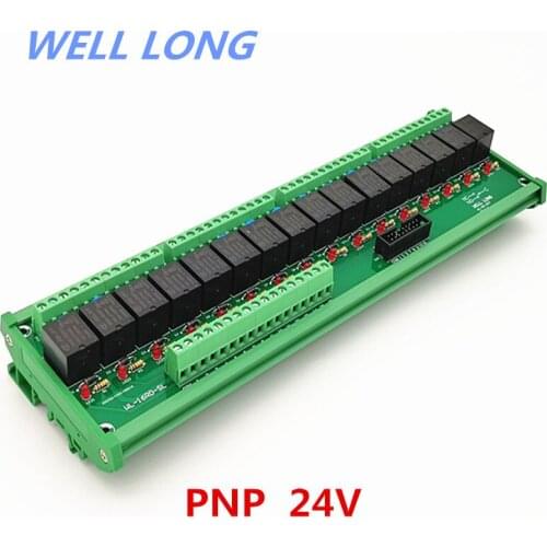 DIN Rail Mount 16 Channel PNP Type 24V 15A Power Relay Interface Module,HF JQC-3FF-24V-1ZS Relay