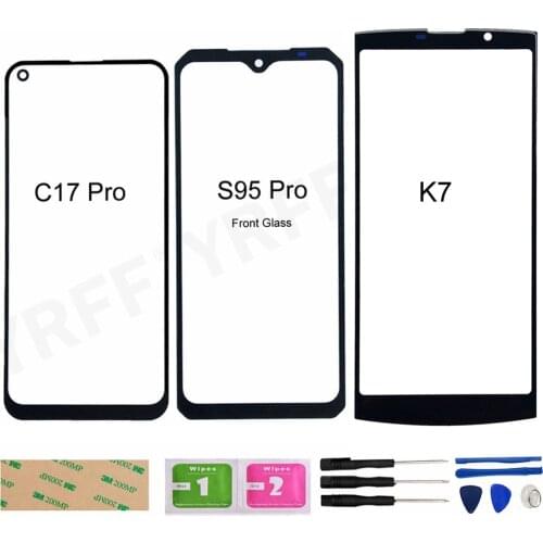 For Oukitel K7 C17 Pro Phone Glass Panel For Oukitel S95 Pro (No Mobile Touch Screen) Front Outer Glass Repair Parts