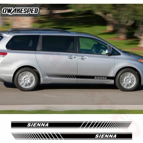 Both Side Car Sport Stripes For-Toyota SIENNA Auto Body Door Side Skirt Decor Stickers Racing Styling Vinyl Decals