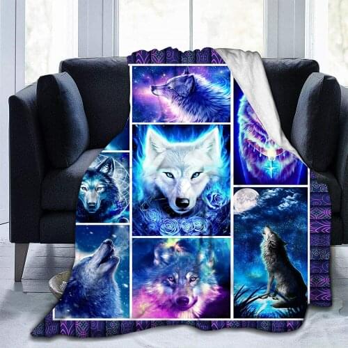 Wolf Blanket Animal Flannel Blanket Super Soft Fleece Throw Blanket Lightweight All Seasons Warm for Couch Sofa Bedroom Quilt