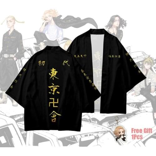 Tokyo Revengers T-shirt Hanagaki Takemichi Ken Ryuguji Anime T-Shirt Polyester Summer Tees Tops Black and White Pattern Haori