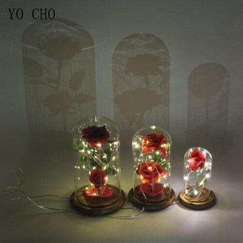 YO CHO 2019 Beautiful Immortal Flowers Gift Preserved Flowers in Glass Dome Soap Rose Flower Gift Valentines Day Xmas Gift Toys