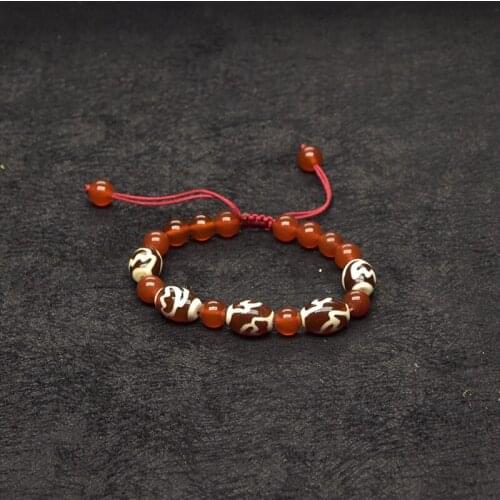 Red agate Beads Red&white Tibet Louts Fengshui DZI String woven bracelet women amulet jewelry adjustable bracelet Free Shipping