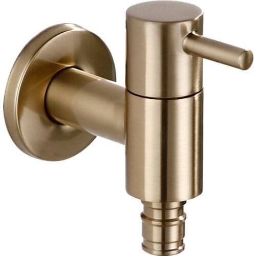 Brushed Gold Washing Machine Faucet Brass Single Cold Wall Mounted G1/2 Bibcock Outdoor Garden Black/Chrome Bathroom Basin Tap
