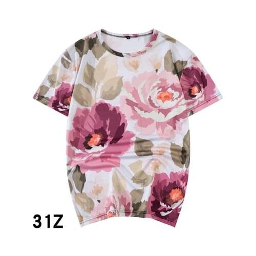 Fashion Casual T-shirt Mens Clothes Youth Chinese Style Oversized T Shirt Surrounding Rose Peony Summer Short-sleeved