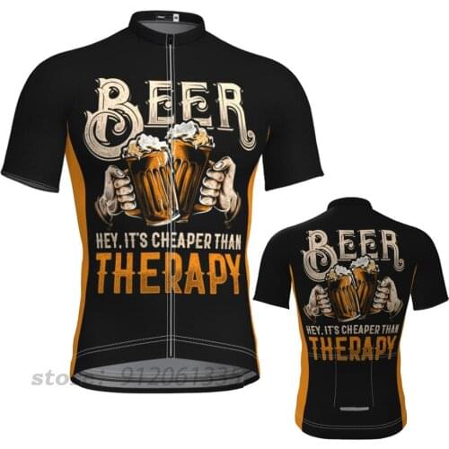 Beer Cycling Jersey Men Summer Short Sleeve Black Bike Top Clothes Road Wear