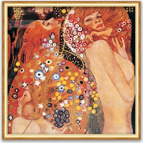 Klimt DIY 11CT Cross Stitch Embroidery Kits Craft Needlework Set Cotton Thread Printed Canvas Home Decoration Design Wholesale