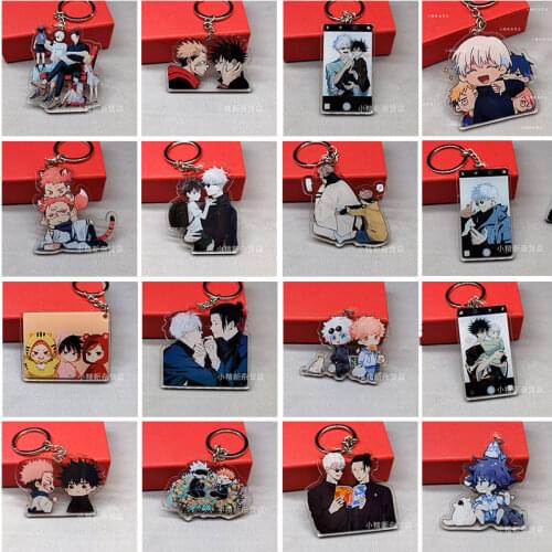 New HOT Jujutsu Kaisen Cute Keychain Acrylic Gojo Satoru KGetou Suguru Keyring Fushiguro Megumi Toge Inumaki Cartoon Pendant Toy