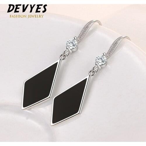 New Fashion Geometric Lozenge Temperament Earrings Trendy Clear White Zirconia Dangle Earrings Jewelr