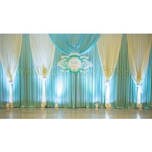 Romantic Tiffany Wedding Backdrop with white swags Wedding Decoration