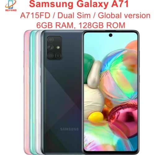 Samsung Galaxy A71 A715FD Dual Sim 6.7" Global Version 6GB RAM 128GB ROM Snapdragon Octa Core 4 Camera NFC 4G LTE Mobile Phone