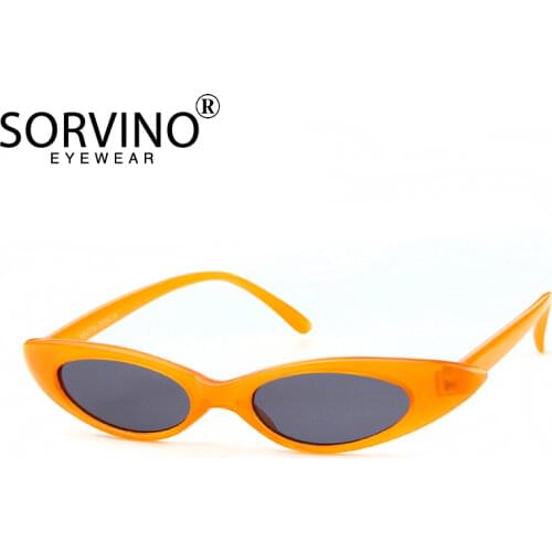 SORVINO 90s Vintage Lady Small Cat Eye Sunglasses 2020 Women Brand Designer Tiny Cateye Sun Glasses Pink Red Yellow Shades SN137