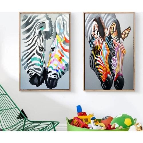 Modern Watercolor Picture Home Decor Nordic Canvas Painting Animal Zebra Wall Art Print Minimalist Decor Poster for Living Roo