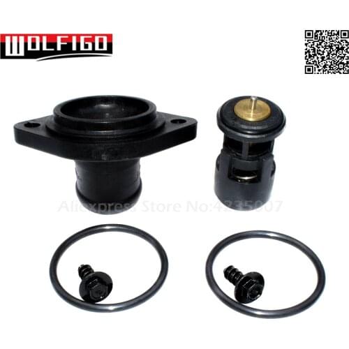 WOLFIGO 87Deg Thermostat and Coolant Water Flange For VW Bora Golf Polo Seat 032121121J,032121121B,032 121 121 J, 032 121 121 B