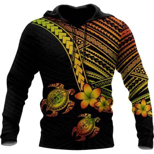 3D Hawaii Hoodie Polynesian Habiscus Turtle For Men/Women Sweatshirt Spring/Autumn Casual Pullover Zipper Unisex Streetwear