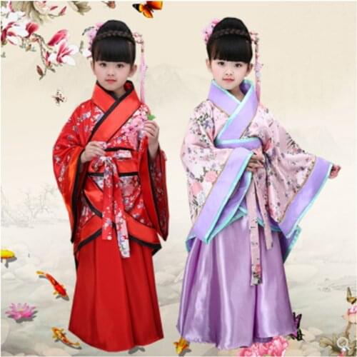 Traditional Chinese Dance Costumes For Girls Ancient Opera Tang Dynasty Han Ming Hanfu Dress Child Clothing Folk Dance Children