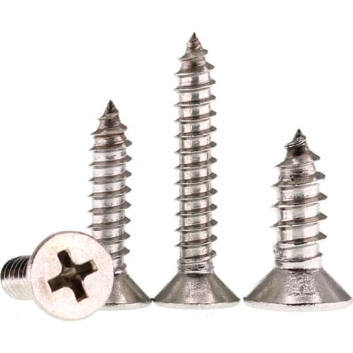 50/20pcs M5 Wood Screw Self-tapping Phillips Cross Bolt Countersun Flat Head 304 Stainless Steel 8-60mm 12mm 16mm 20mm 25mm 30mm