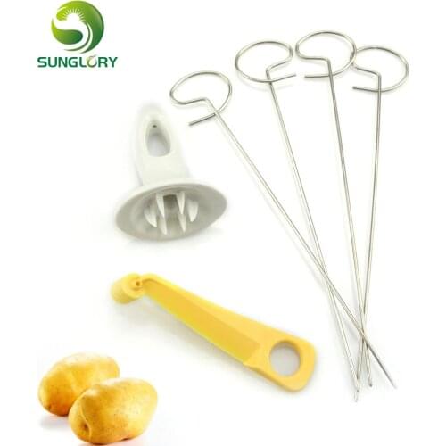 Twisted Tornado Spiral Potato Slicer Spiral Chips Presto 4spits Rotate Potato Cutter Shredder Cooking Tools Kitchen Accessories