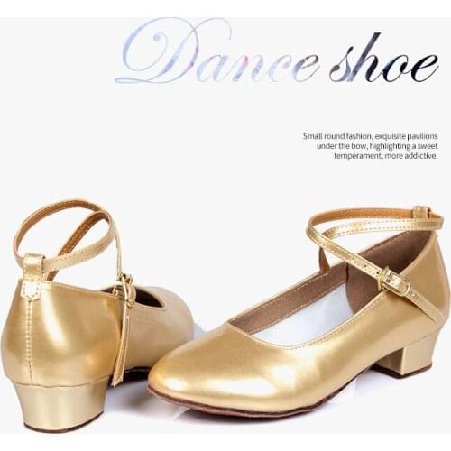 Kids Latin Tango Ballroom Dance Shoes for Kids Girls Gold Silver Women Dance Shoes Low Heel Dance Shoes Modern Square C51