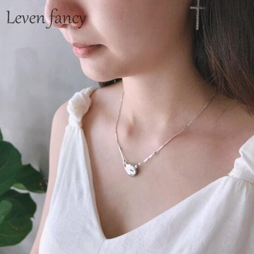 Korean Jewelry Irregular 925 Sterling Silver Meteorite Necklace Short Chain Choker for Women Pure Silver Sideway Necklaces