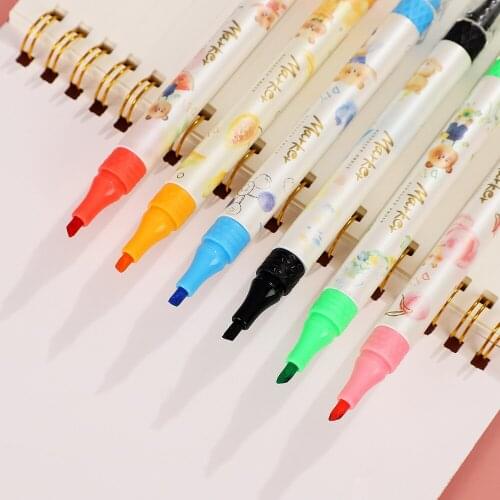 1pcs/Set 4in 1 New Colorful Cartoon Replaceable Marker Pen Journal pens brush pen Painting Stationery Supplies