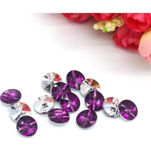 SHINE 100PCs Acrylic Sewing Buttons Scrapbooking Round Purple Single Hole 11mm Costura Botones Decorate bottoni botoes AC003-2
