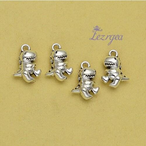 15pcs/lot--16x12x7mm, Antique silver plated 3D Dinosaur animals charms,DIY earrings necklace supplies,Jewelry accessories