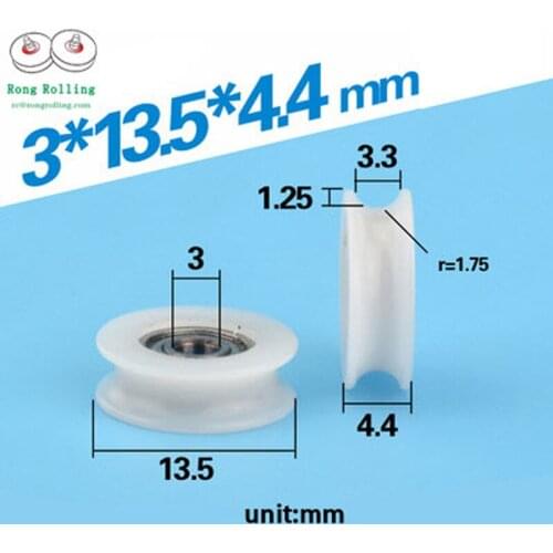 3*13.5*4 nylon package bearing with U-groove,Drawer pulley,Nylon rope drive wheel,sliding roller/wheel bearing 693zz bore 3mm