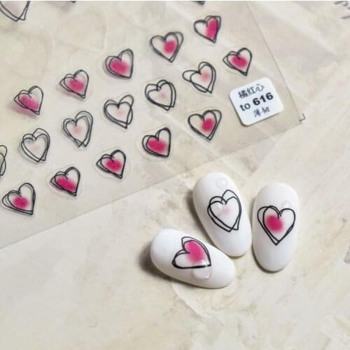 Beautizon Cute Hearts High Quality 3D Engraved Nail Stickers Nail Art Decorations Nail Decals Design