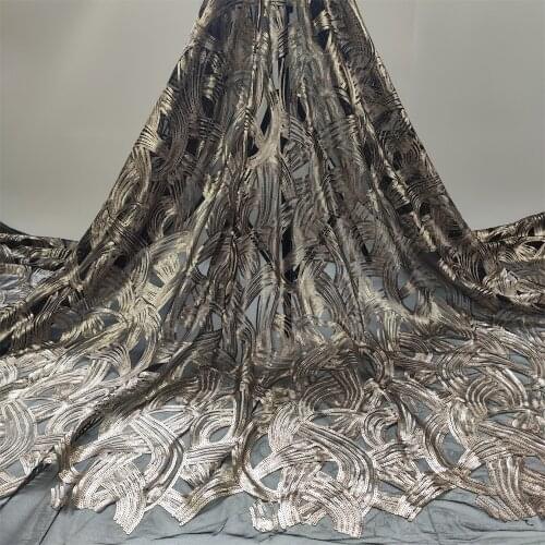 African Lace Fabric 5 Yards 2021 High Quality Sequin Net Embroidery Nigerian Wedding Gown Material French Lace Fabric qpaP0002