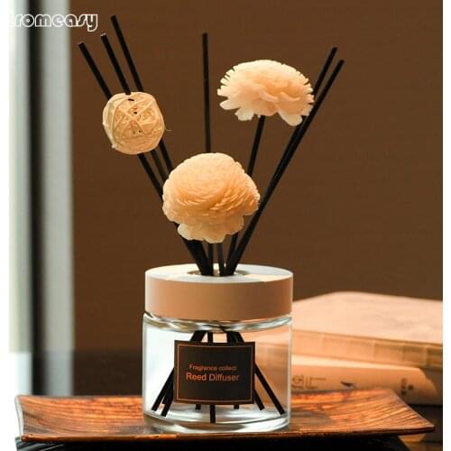 Aromeasy 100ml Reed Diffuser Sets with dried flowers, dried flowers, black rattans and wooden cap Lavender Gardenia Jasmine