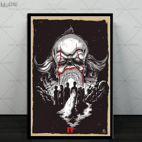 Art Poster IT Movie Stephen King Classic Horror Movie Canvas Retro Wall Painting Pictures Prints for Living Room Home Decor