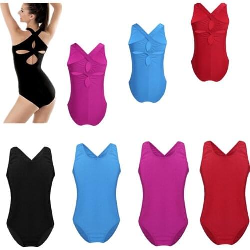 Girls Sleeveless Cutout Back Ballet Leotards Kids Gymnastics Leotard Bodysuit Ballet Practice Clothes Child Stage Dance Costumes