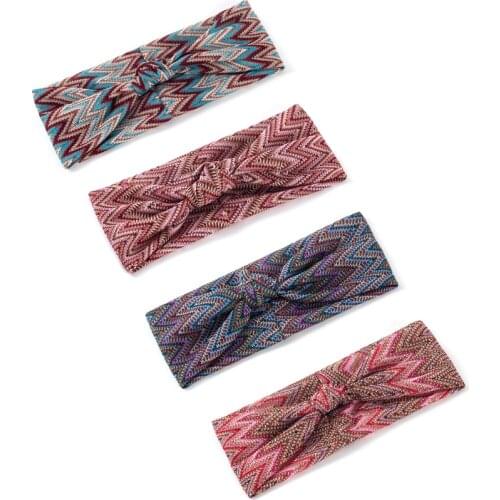 Bohemia Bow Cross Girl Headband Ethnic Design Hair Accessories Leopard Cross Knotted Hair Band Boho Headdress