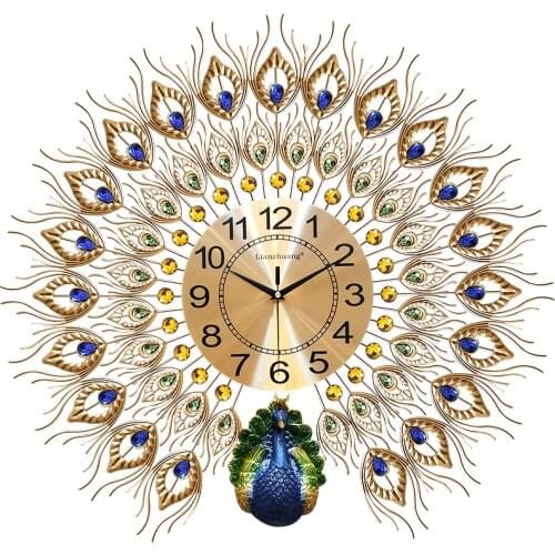 Peacocks Watches Living Room Family Fashion European Large Watches Wall Decoration Clocks Creative Silent Quartz Clock