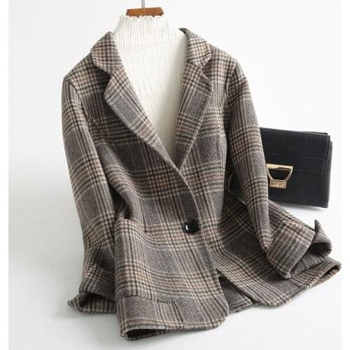 Double Sided Cashmere Coat Ladies Autumn Winter Warm Wool Jacket for Women Top Quality Short Plaid Jacket Ydf48 MF643