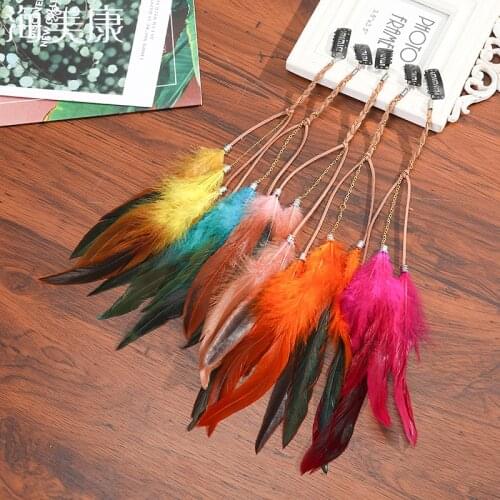 Haimeikang Bohemian Style Natural Color Feather Hairpin Hairband Colored Feathers Girls Hair Accessories 35CM Bird Hair Piece