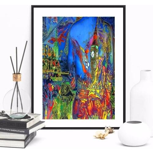 London Big Ben Watercolor Painted Wall Art Canvas Painting Poster For Home Decor Posters And Prints Unframed Decorative Pictures