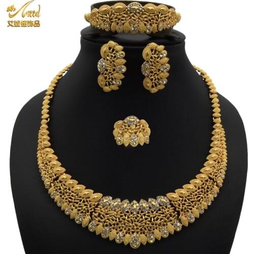 Girls women islamic italian african artificial gold wedding woman jewellery accessories jewelry set 4pcs jewelry sets