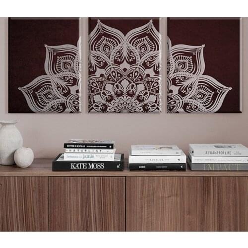 Red Mandala Flower Wall Art Prints Posters Boho Cavvas Wall Decor Canvas Paintings for Bedroom Living Room Interior Home Decor