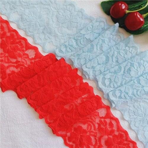 8 CM Red And Blue Mesh Embroidered Swiss Lace Fabric Home Woven Wedding Dress Decoration S1275 10-1