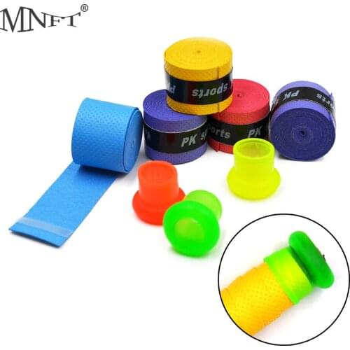 MNFT 60PCS Dry Tennis Racket Grip Overgrips Anti-skid Sweat Tape & O-shaped Anti-skid Fishing Rod Stop Fishing Rod