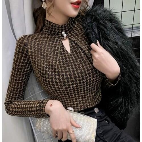 Half-high collar fashion foreign style bright silk bottoming shirt for fall/winter new style long-sleeved inner lapels women